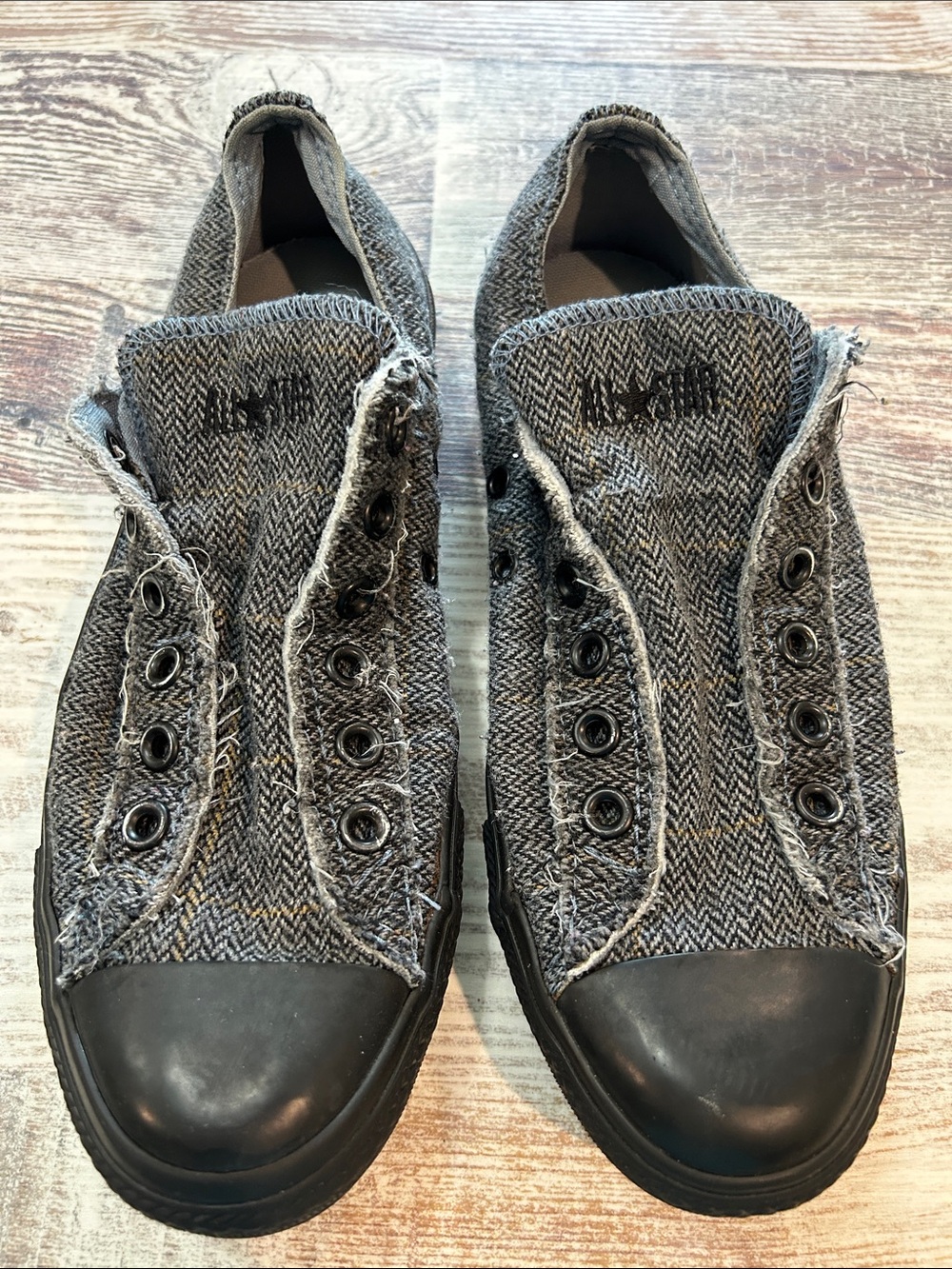 Converse Gray Tweed-Look Low Top Sneakers